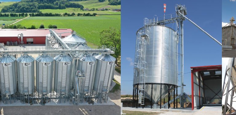 les silos à fond conique stockage-silo-a-fond-conique-sur-charpente-cereale-grain